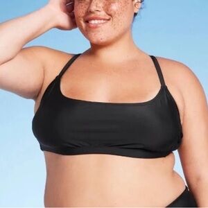 Wild Fable Black Women's X (14W) Square Neck Bralette Swimwear Bikini Top NWT